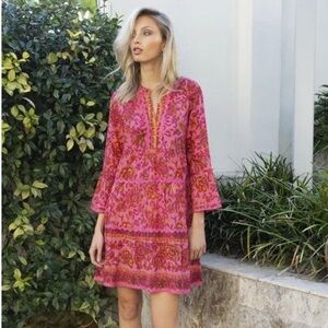 Pink Boho Mini Dress-EUC